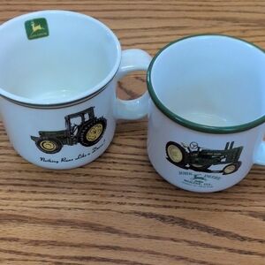 John Deere Green and White Tractor Mugs